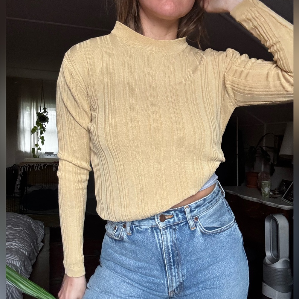 Vintage Silk Butter Yellow Longsleeve Top